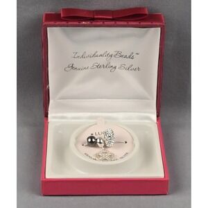 Individuality Beads Genuine Sterling Silver Charm Set Lucky Clover Crystal NIB